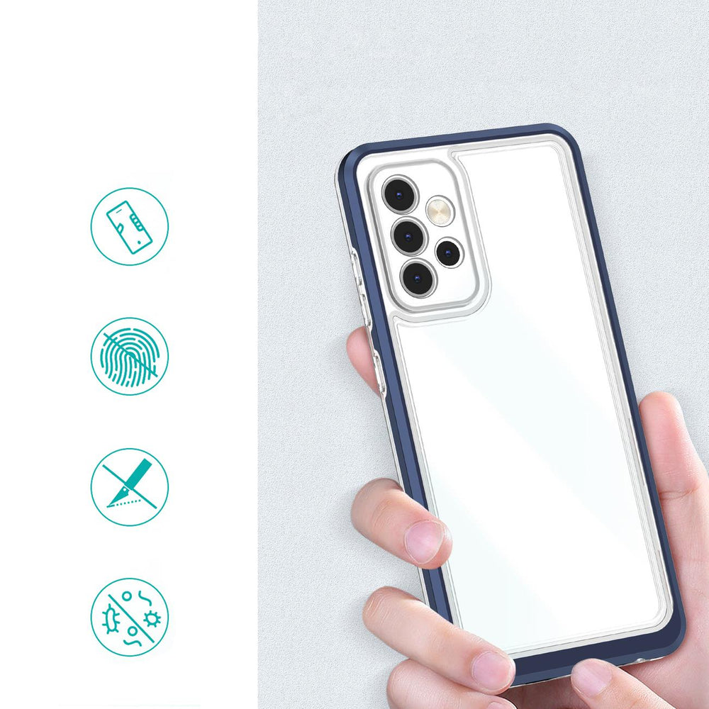 Gennemsigtig 3in1 Case til Samsung Galaxy A73 Frame Cover Gel Blue