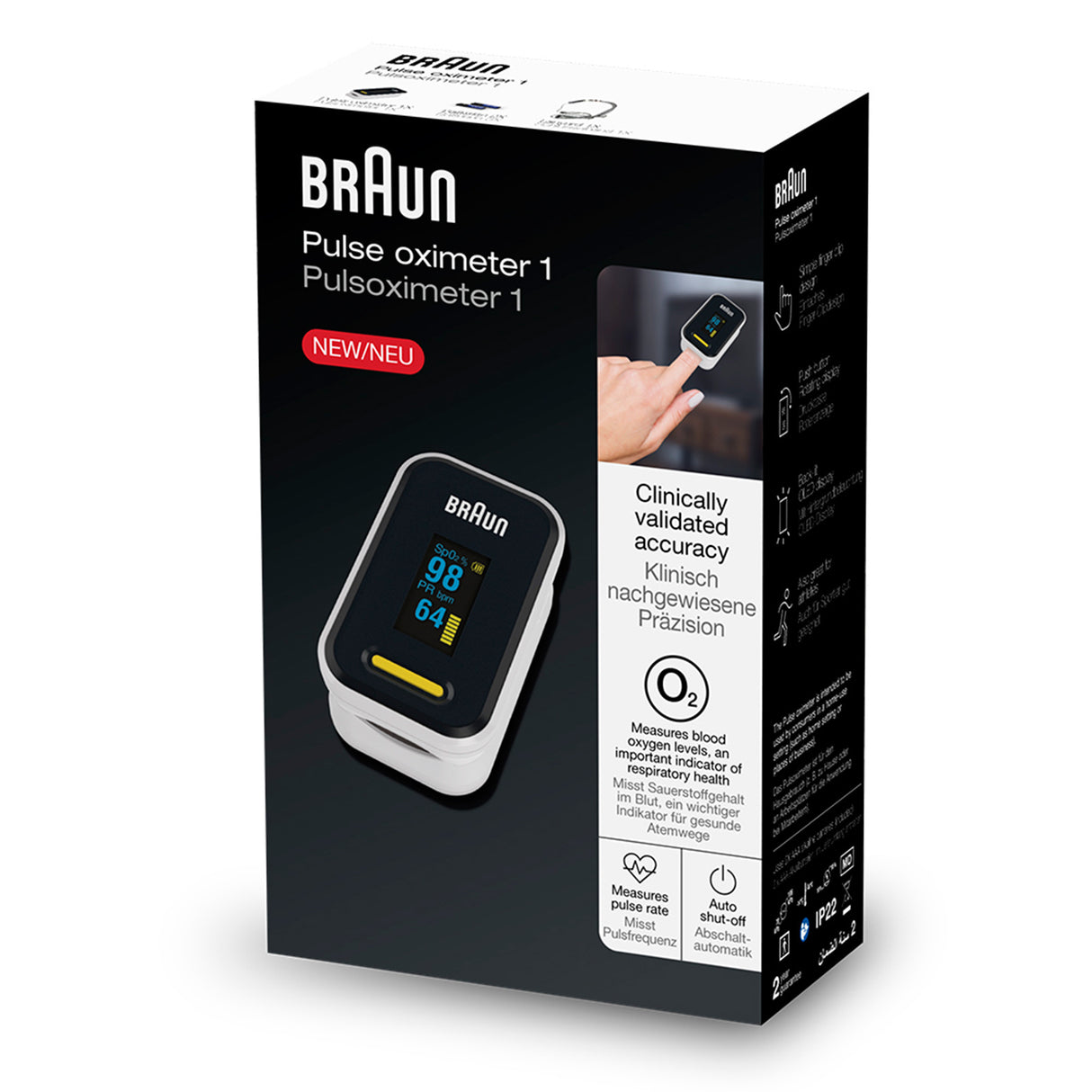 Braun YK-81CEU pulsoximeter Sort, Rustfrit stål