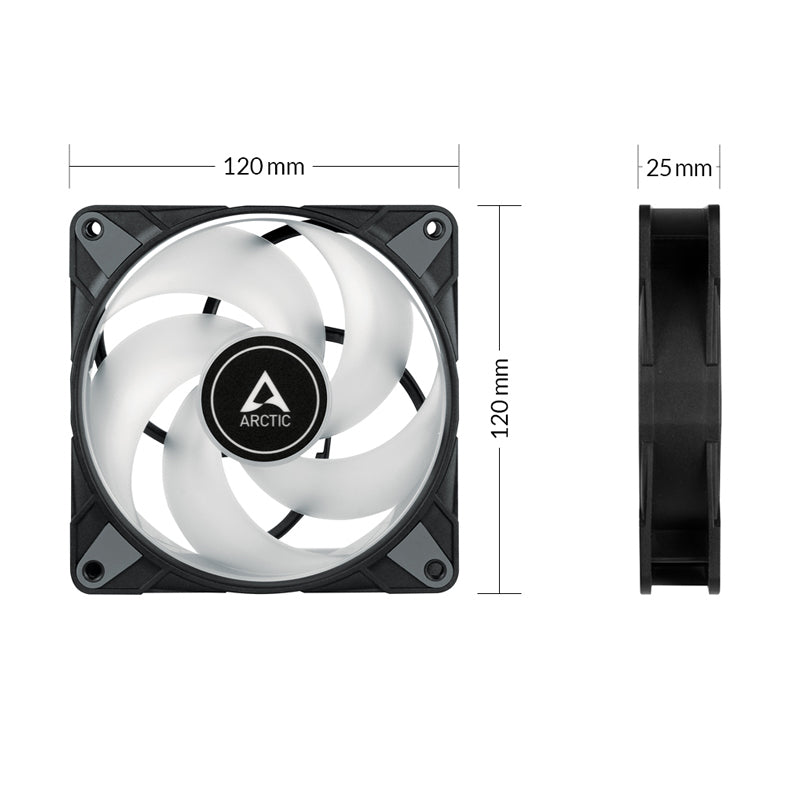 ARCTIC P12 PWM PST A-RGB 0dB Computerkabinet Ventilator 12 cm Sort, Hvid 1 stk