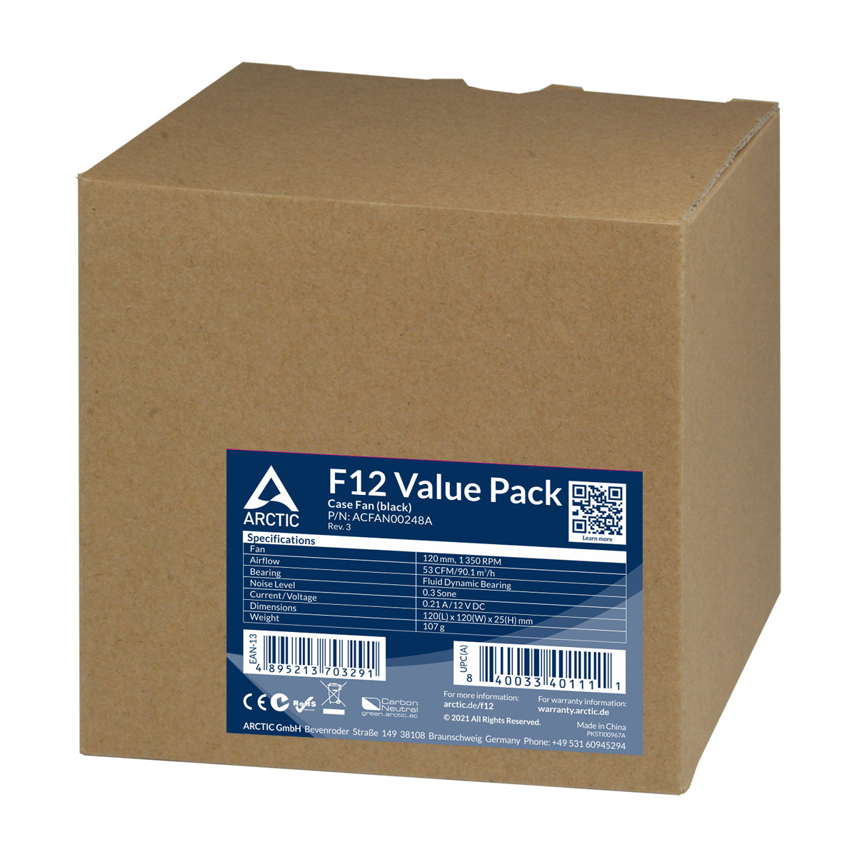 ARCTIC F12 Computerkabinet Ventilator 12 cm Sort 5 stk