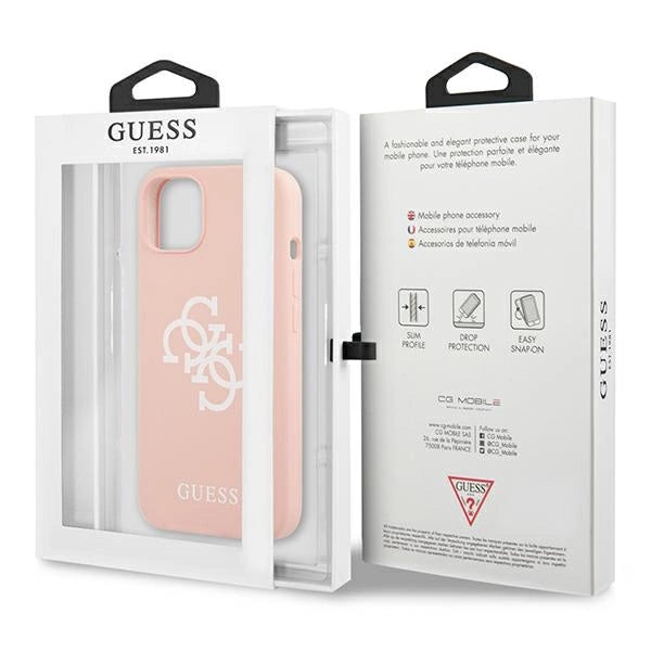 Guess GUHCP13SLS4GWPI iPhone 13 mini 5.4" pink/pink hard case Silikon 4G Logo