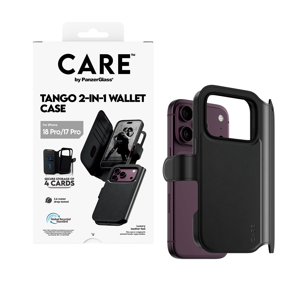 CARE by PanzerGlass Tango 2in1 Black Wallet Case w. MagSafe Apple iPhone 18 Pro