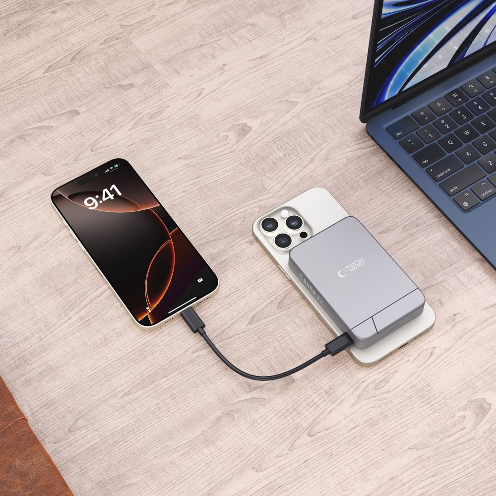Tech Protect Pb15 Lifemag Magsafe Powerbank 10000 M Ah Spacegrå