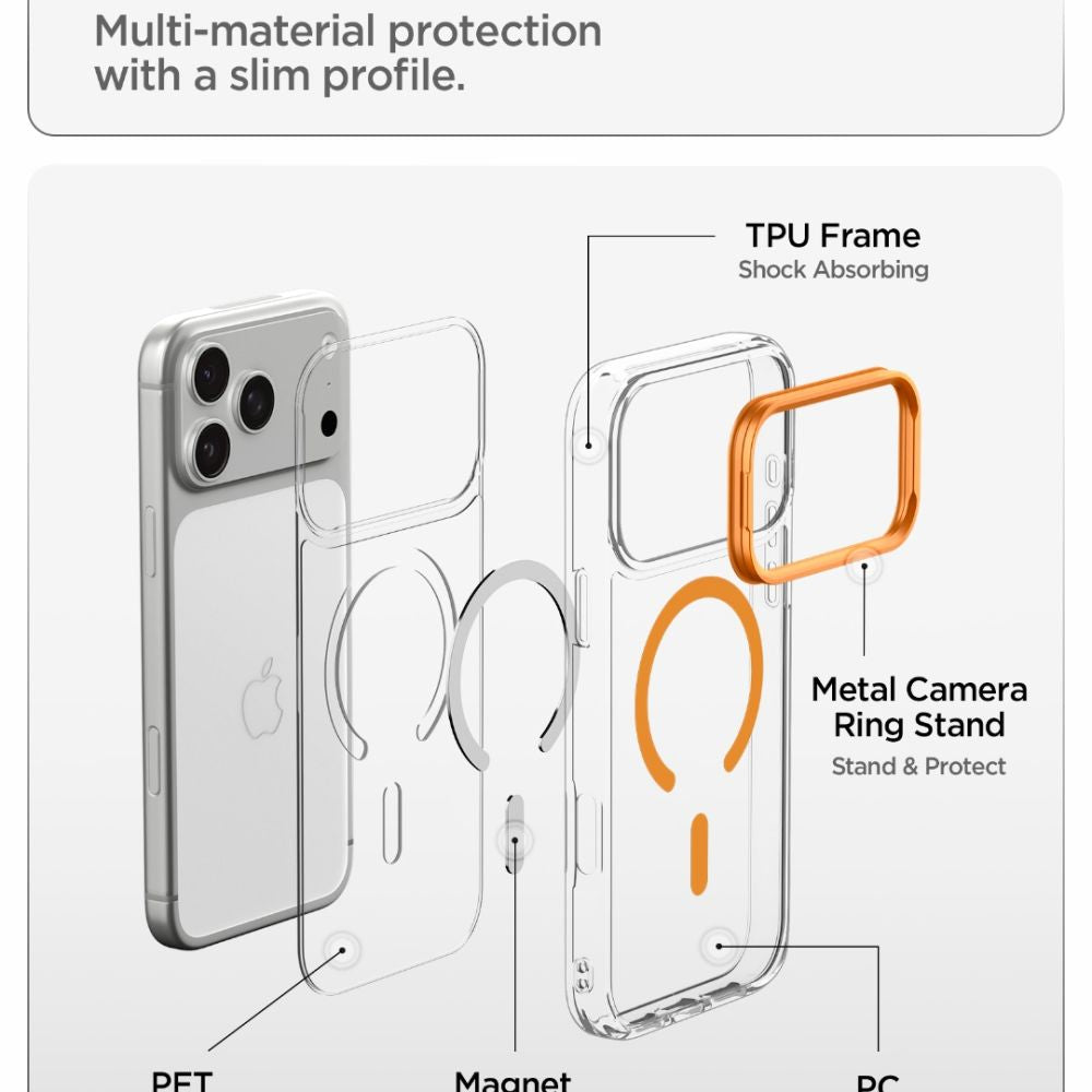 Spigen Ultra Hybrid Optik S Magsafe Iphone 17 Pro Max / 18 Pro Max Klar/Orange