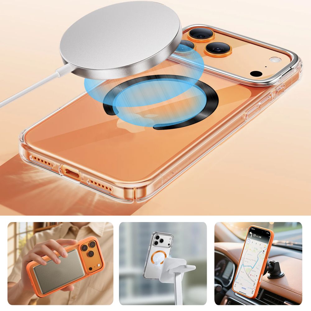 Tech Protect Mmp 210 Magnetisk Magsafe Ring 2 Pak Sort & Cosmic Orange
