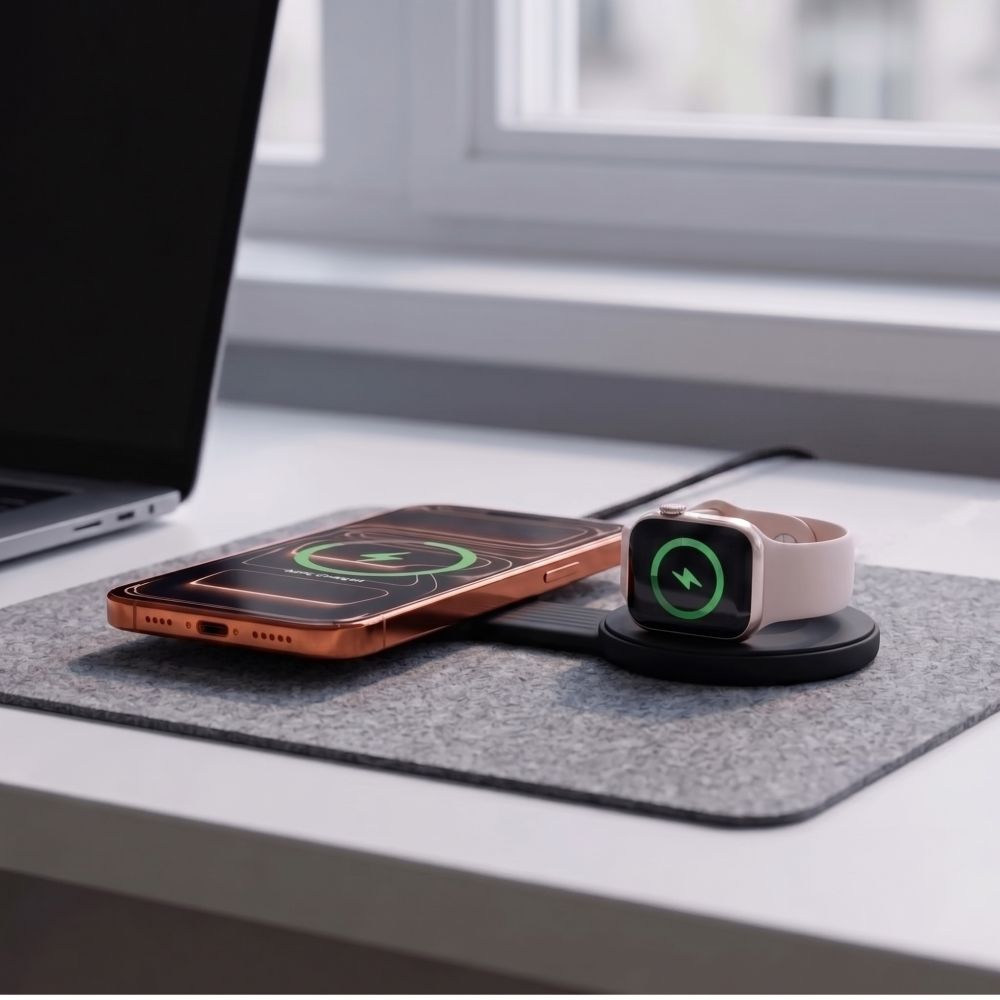 Tech Protect A55 2 I 1 Magnetisk Magsafe Trådløs Oplader 25 W Qi2.2 Sort