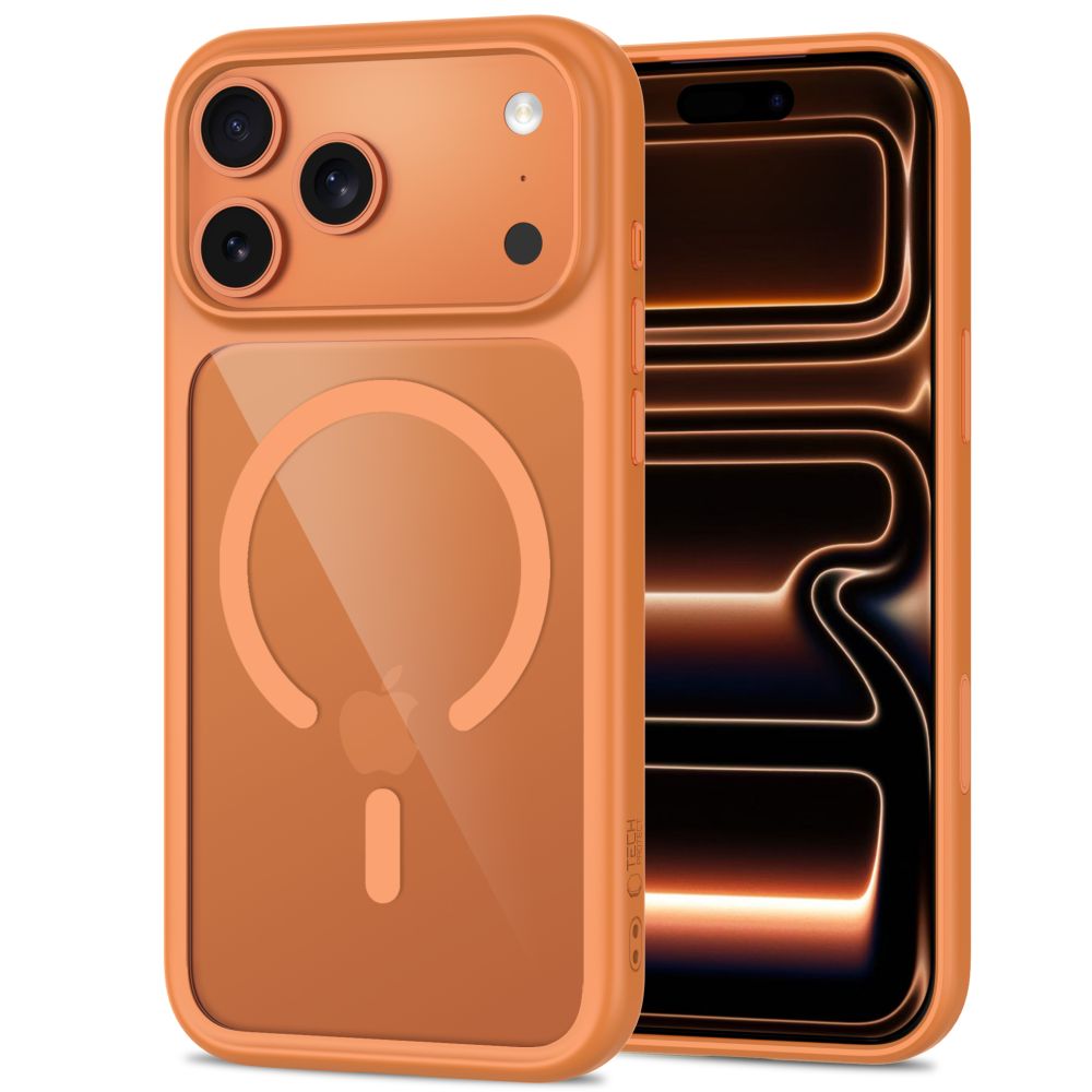Tech Protect Magone Magsafe Cc + Glas 2 Pak Iphone 17 Pro Max / 18 Pro Max Cosmic Orange/Klar