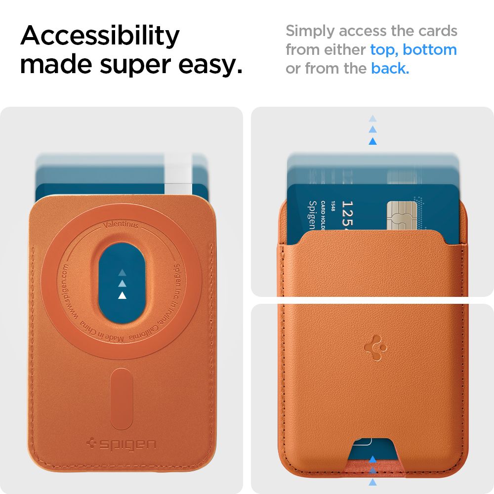 Spigen Valentinus Magsafe Universal Magnetisk Kortholder Metallisk Orange