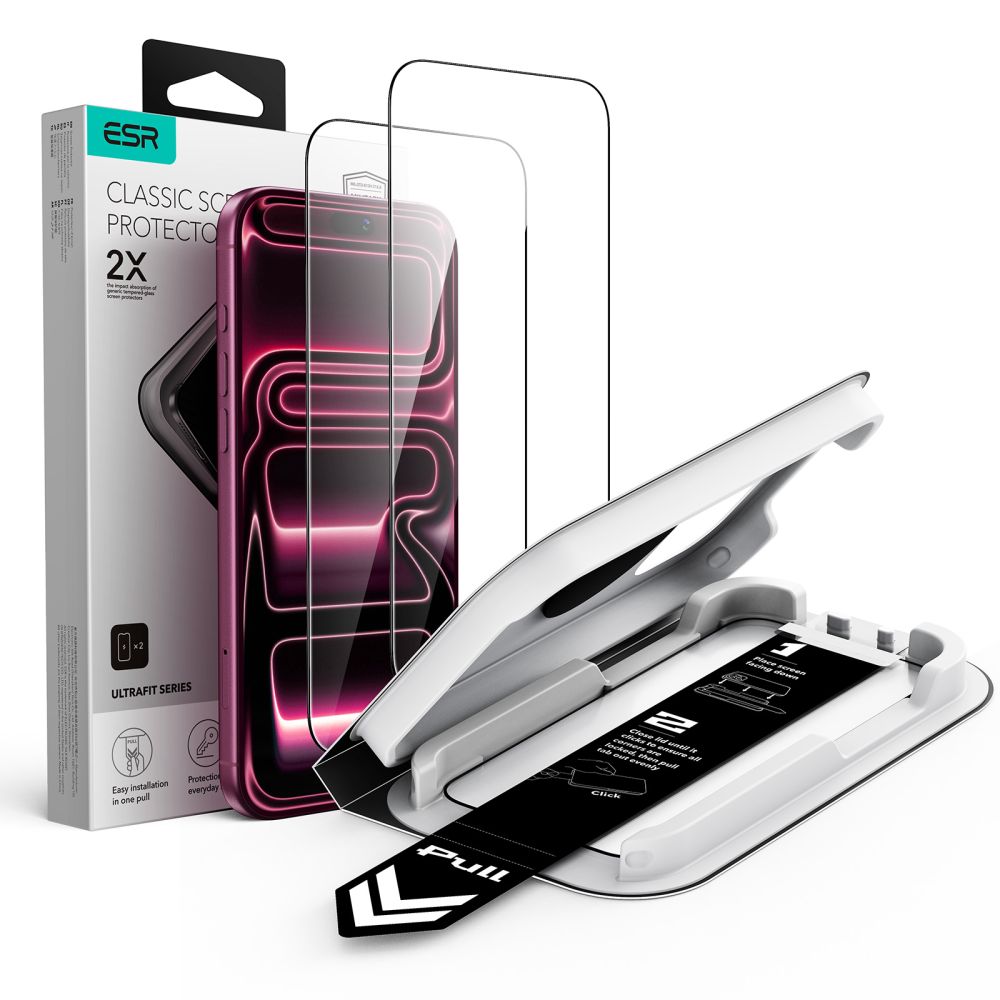 Hærdet Glas Esr Ultrafit Classic Hærdet Glas 2 Pack Iphone 17 Pro / 18 Pro Sort