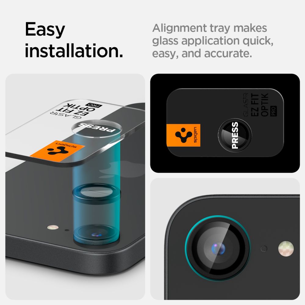 Kamera Beskyttelse Spigen Optik Pro Glas.Tr ”Ez Fit” Camera Protector 2 Pack Iphone 16 E / 17 E Sort