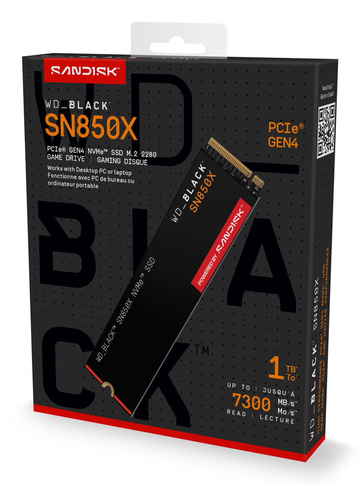 WD_BLACK SN850X NVMe SSD Solid state-drev WDS100T2X0E 1TB M.2 PCI Express 4.0 x4 (NVMe)