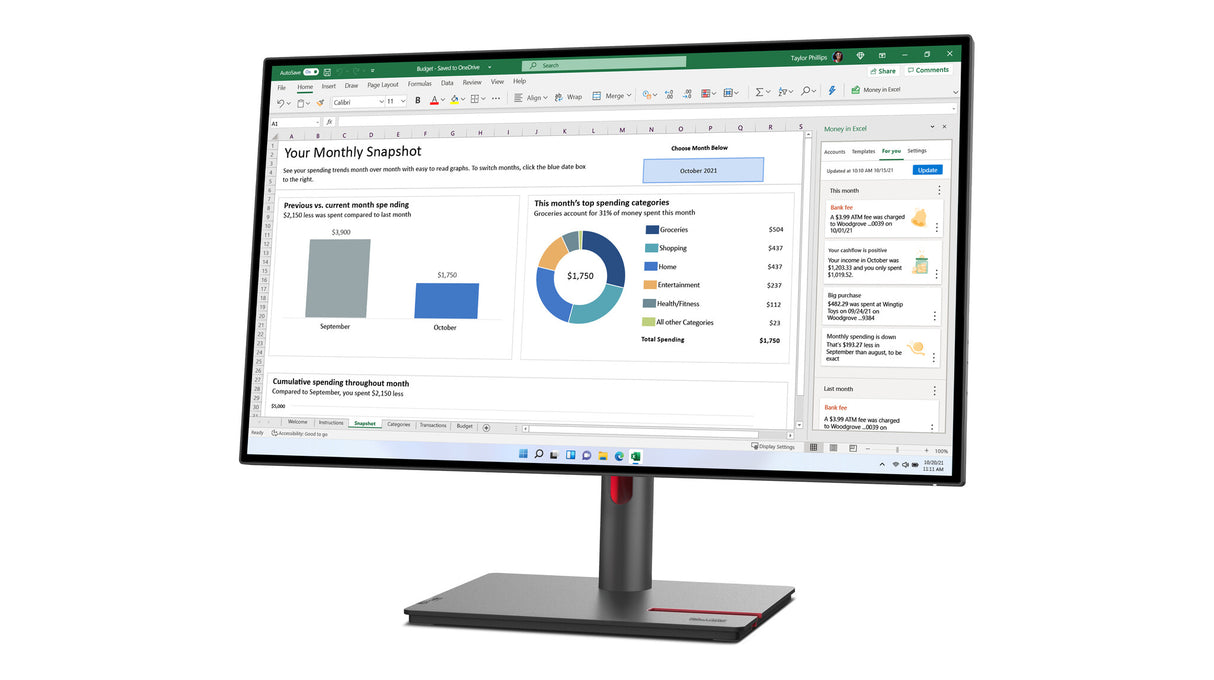 Lenovo ThinkVision P27h-30 computerskærm 68,6 cm (27") 2560 x 1440 pixel Quad HD LCD Sort