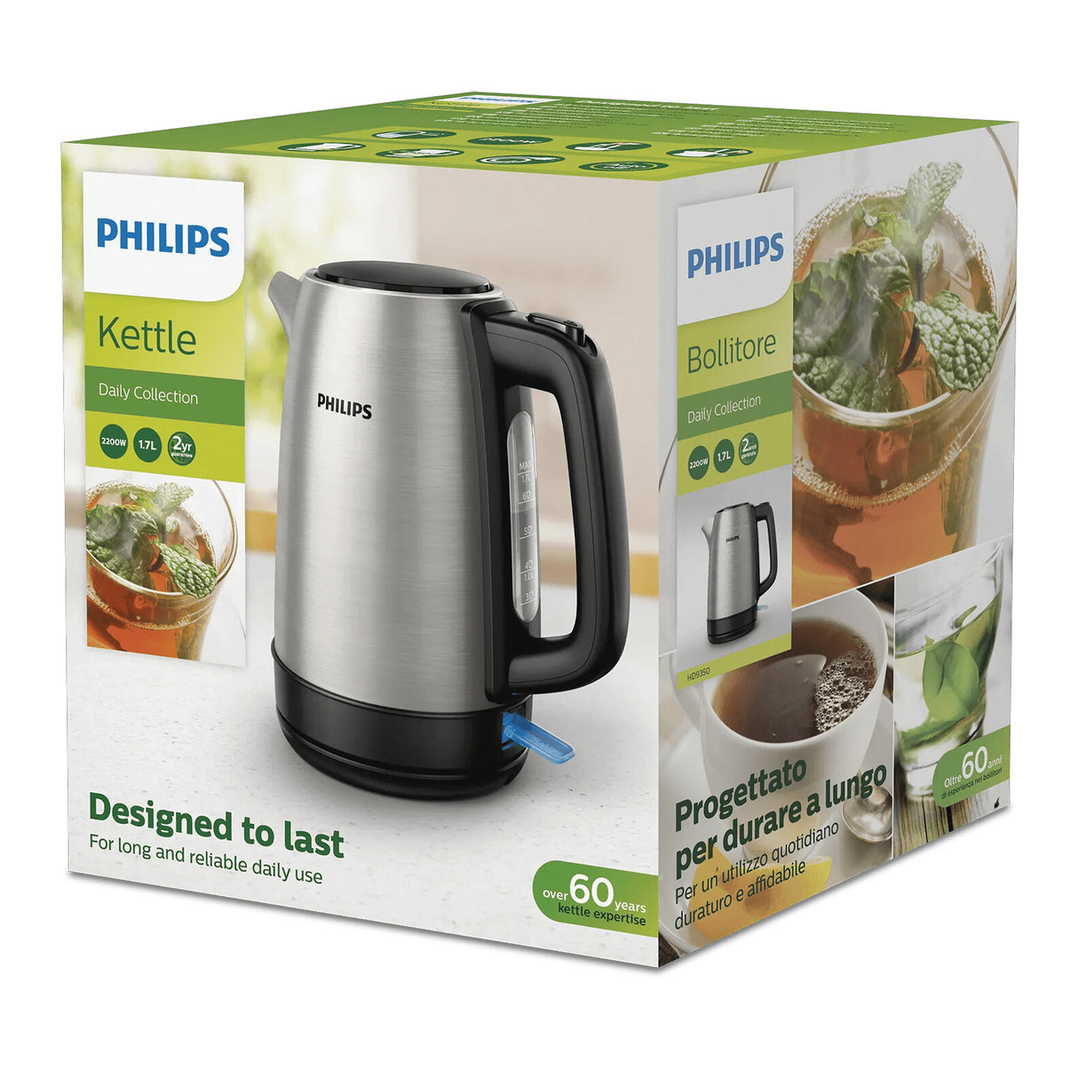 Philips Daily Collection HD9350/91 elkedel 1,7 L 2200 W Rustfrit stål