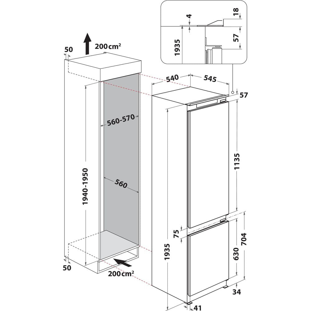 Whirlpool WHC20D023B1 SF Indbygget 300 L Hvid