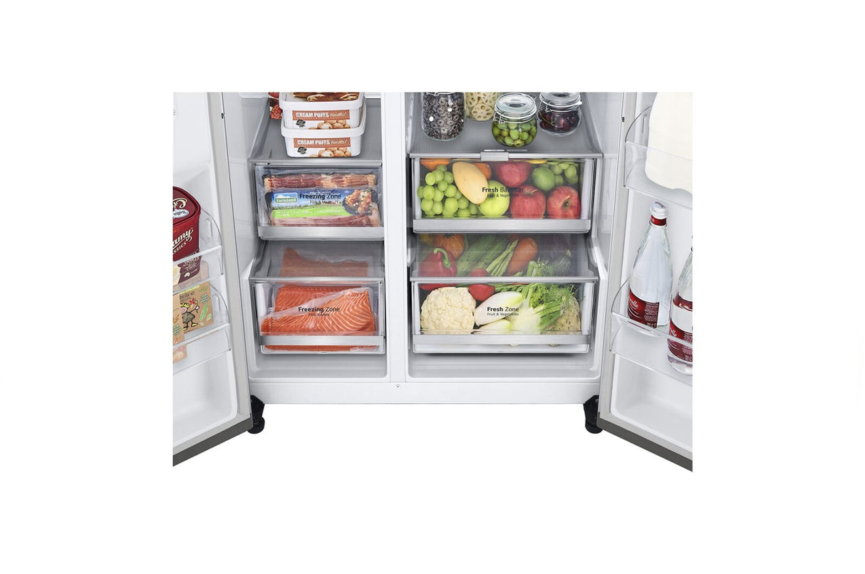 LG GSJV70MBLE side-by-side køle-fryseskab Fritstående 635 L Rustfrit stål