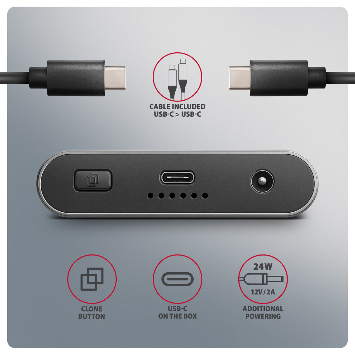 Axagon EEM2-20GD drev dockingstation USB 3.2 Gen 2 (3.1 Gen 2) Type-C Sort, Grå