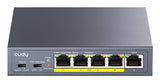 Cudy GS1005P netværksswitch Ikke administreret Gigabit Ethernet (10/100/1000) Strøm over Ethernet (PoE) Grå