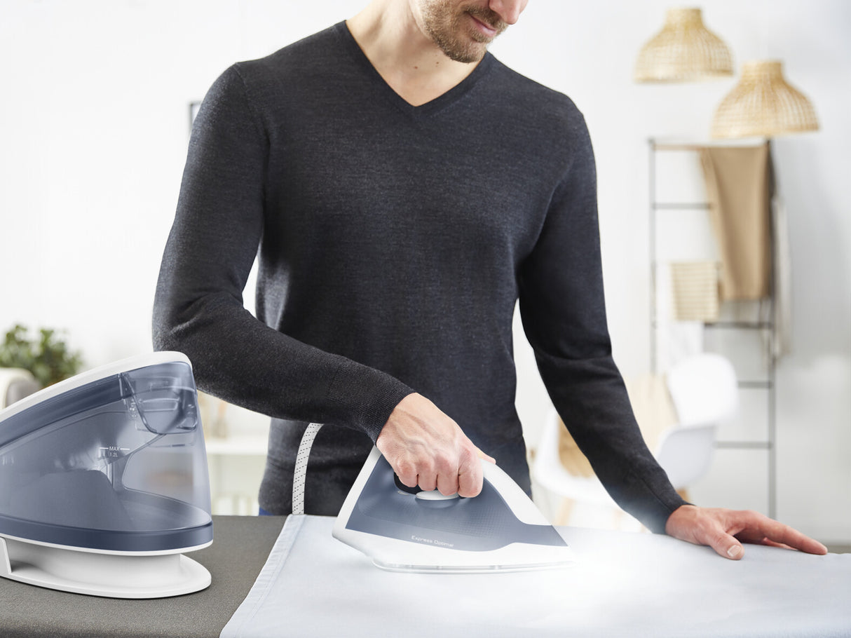 Tefal Express Optimal SV4110 2200 W 1,2 L Keramisk Express Glide Blå, Hvid