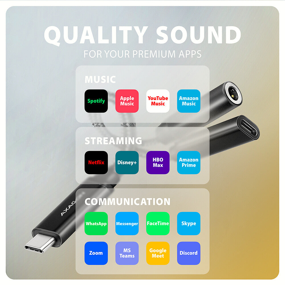 Axagon ADA-HCPD lydkabel 0,1 m USB-C, 3.5 mm USB-C Sort