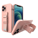 Rope Case Silicone Lanyard Cover Purse Lanyard Strap til Xiaomi Redmi 10 Pink