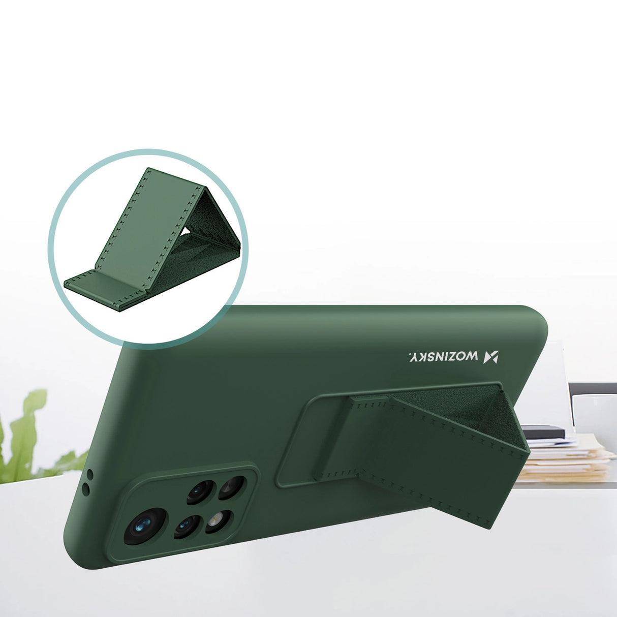 Wozinsky Kickstand Case Silicone Stand Cover til Xiaomi Redmi 10 Black