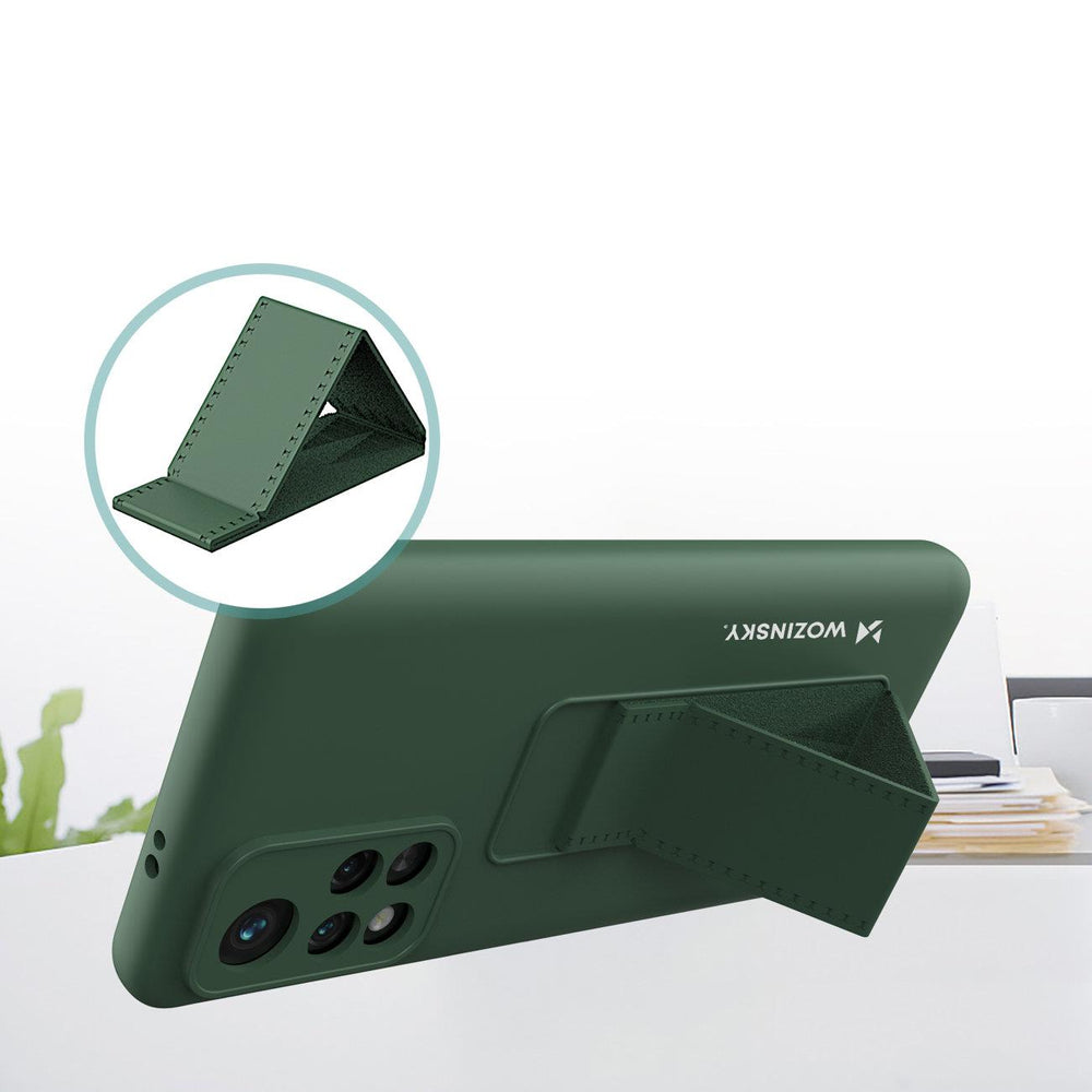 Wozinsky Kickstand Case silikone kasse med stativ Xiaomi Redmi 10 case marineblå