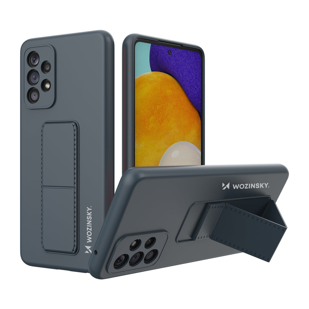 Wozinsky Kickstand Case silikonhylster med stativ til Samsung Galaxy A73 marineblå