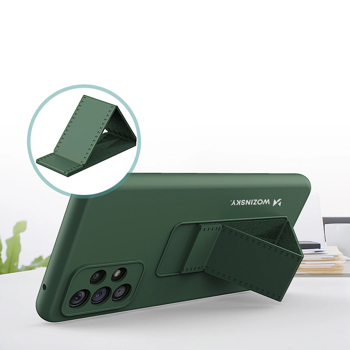 Wozinsky Kickstand Case silikon stand cover til Samsung Galaxy A73 marineblå
