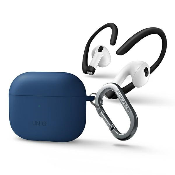 Uniq Nexo-hylster til AirPods 3 + Ørehooks Silikon - blå
