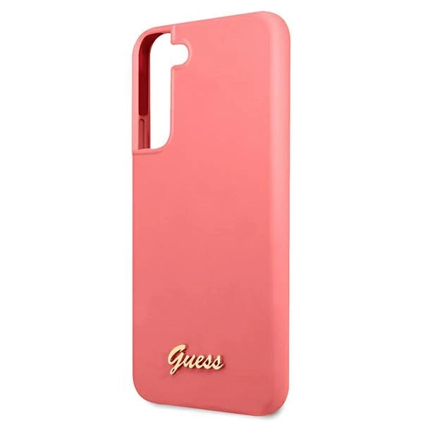 Guess GUHCS22MLSLMGFU S22+ S906 fuchsia/fuchsia hardcase Silikon Script Metal Logo