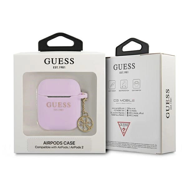 Guess GUA2LSC4EU AirPods 1/2 cover lilla/lila Silicone Charm 4G Collection