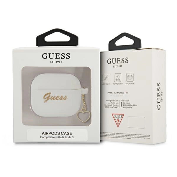 Guess GUA3LSCHSH AirPods 3 cover hvid/hvid Silicone Charm Heart Collection