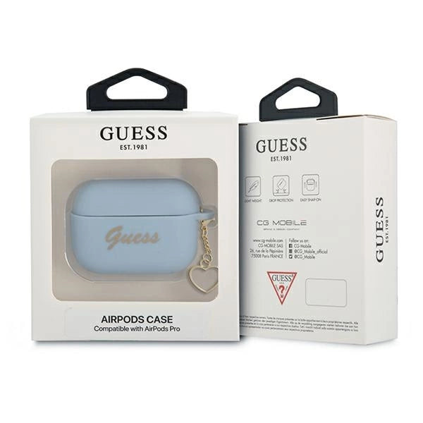 Guess GUAPLSCHSB AirPods Pro cover blå/blå Silicone Charm Heart Collection
