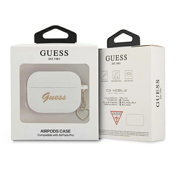 Guess GUAPLSCHSH AirPods Pro cover hvid/hvid Silicone Charm Heart Collection