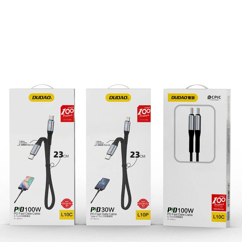 Dudao L10P Lightning - USB-C PD 20W kabel 0,23m - sort