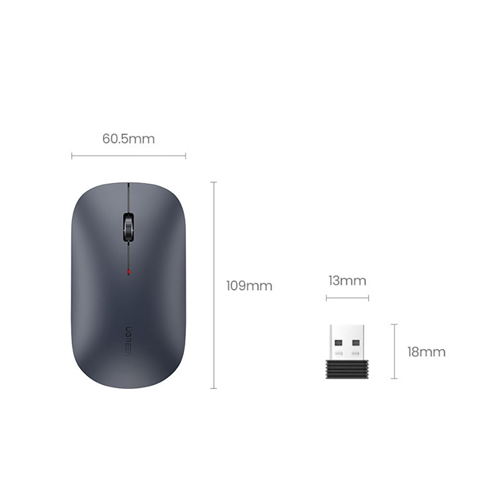Ugreen praktisk trådløs mus USB grå (MU001)