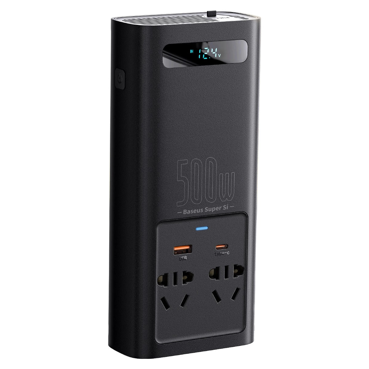 Baseus bilstrømsomformer 150W 12V / 500W 220V (EU- og KN-stik) sort (CGNB000101)