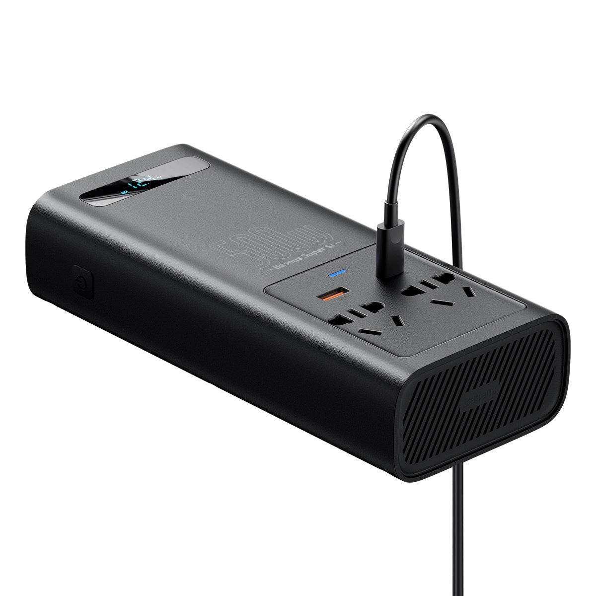 Baseus bilstrømsomformer 150W 12V / 500W 220V (EU- og KN-stik) sort (CGNB000101)