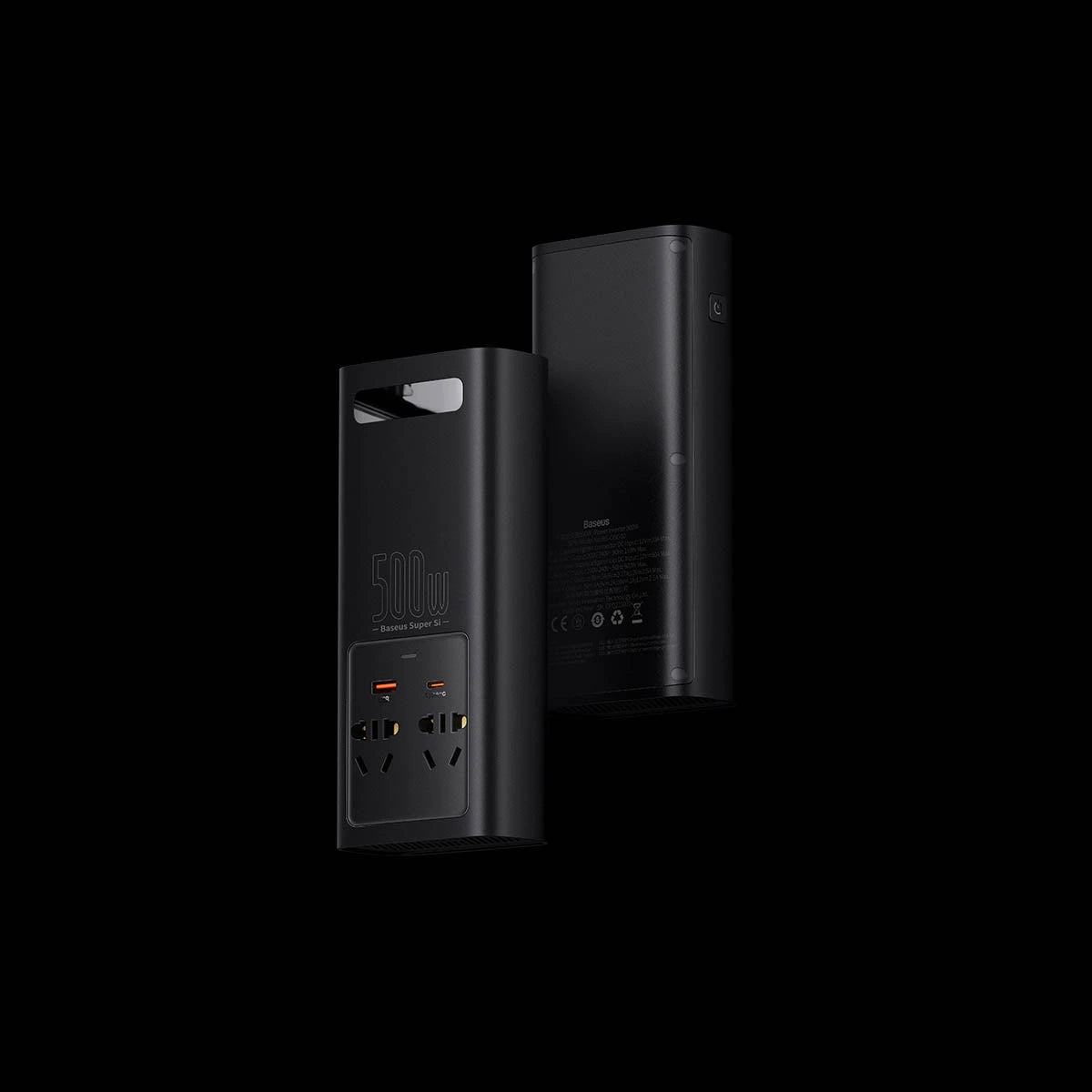 Baseus bilstrømsomformer 150W 12V / 500W 220V (EU- og KN-stik) sort (CGNB000101)
