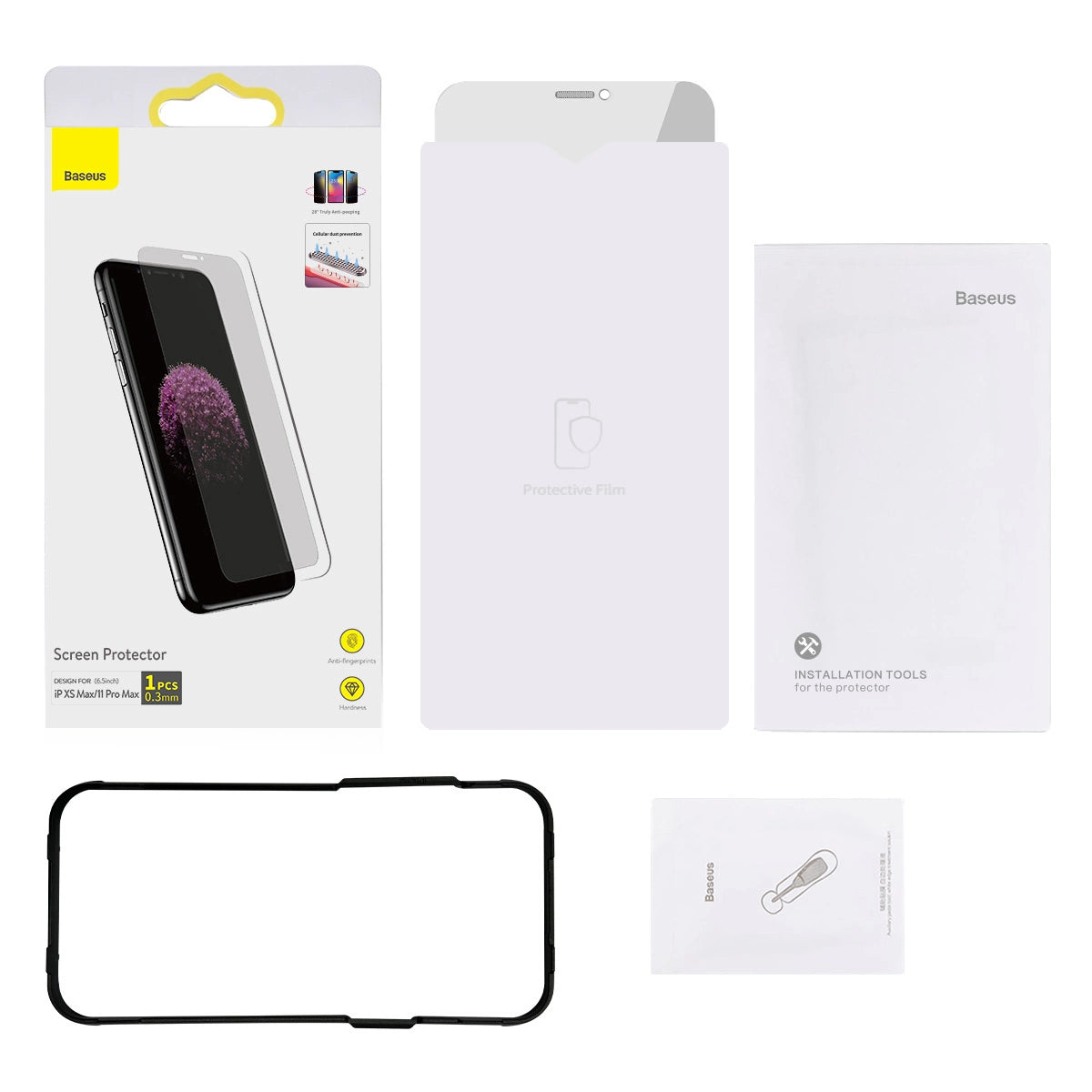 Baseus Privacy Anti Spy hærdet glas til iPhone 11 Pro Max / iPhone XS Max med positioner