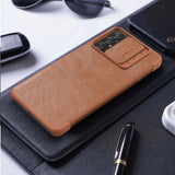 Nillkin Qin læderhylster for Samsung Galaxy A73 brun