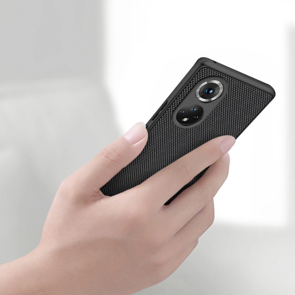 Nillkin Textured Case holdbar forstærket etui med gel ramme og nylon bagsiden til Honor 50 Pro sort