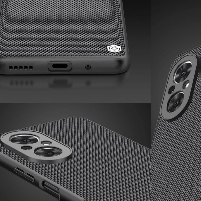 Nillkin Textured Case holdbar forstærket etui med gel ramme og nylon bagsiden til Honor 50 SE sort