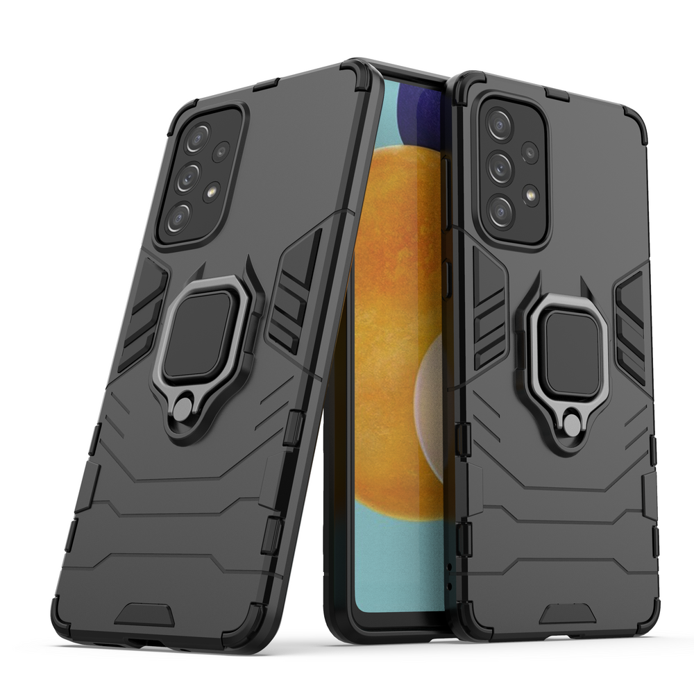 Ring Armor robust hybrid cover + magnetisk holder til Samsung Galaxy A73 sort
