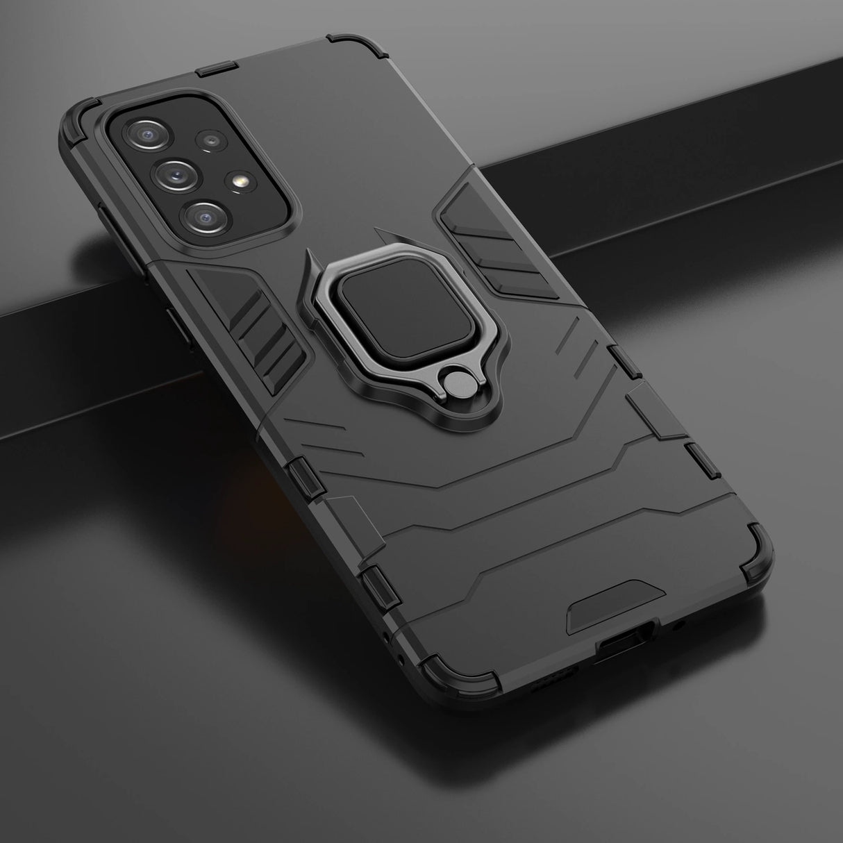 Ring Armor robust hybrid case cover + magnetisk holder til Samsung Galaxy A73 sort