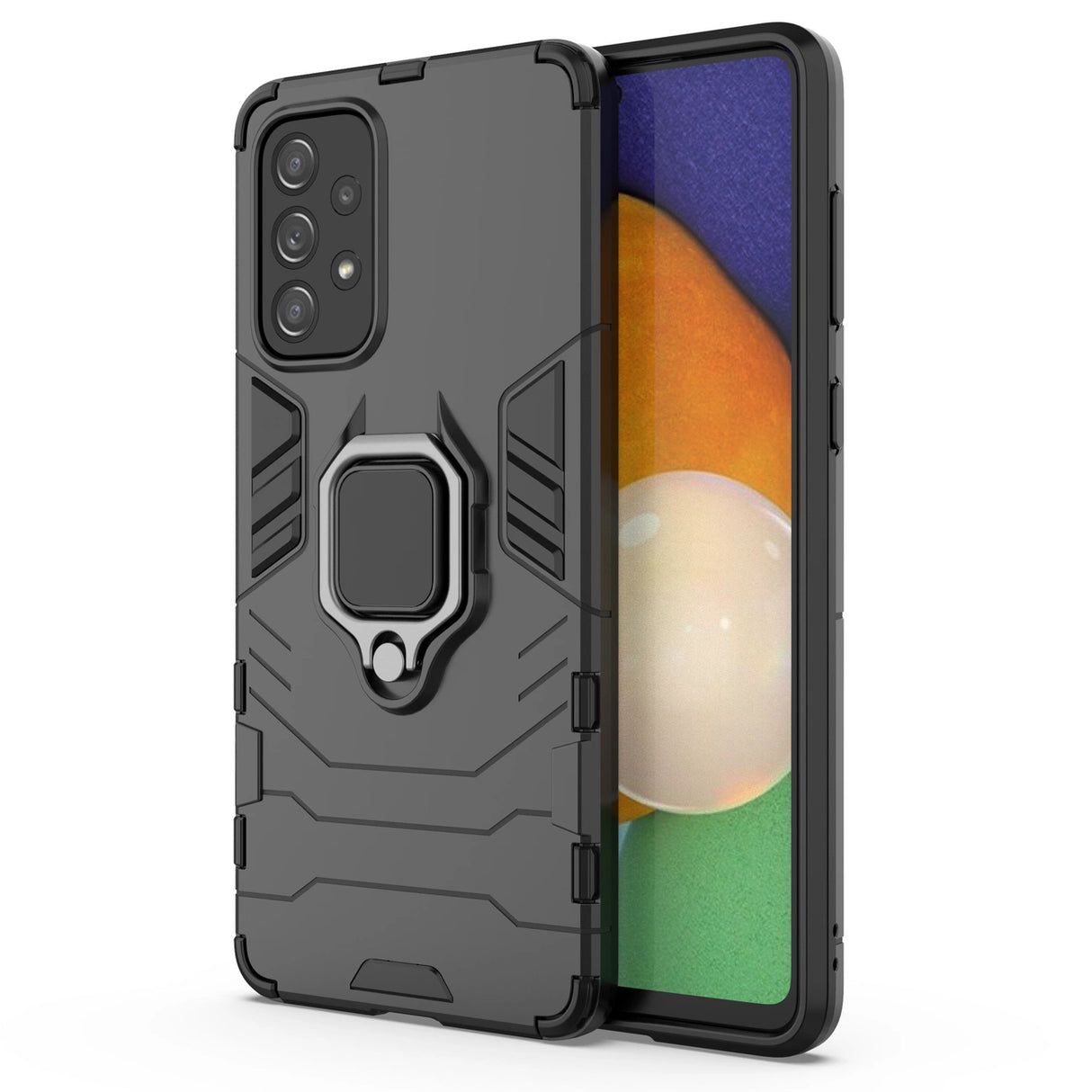 Ring Armor robust hybrid case cover + magnetisk holder til Samsung Galaxy A73 sort
