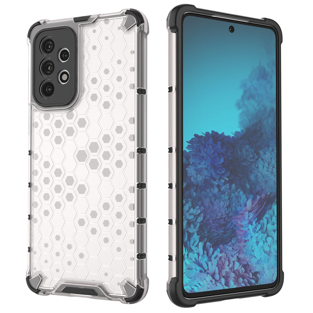 Honeycomb case pansret cover med en gel ramme til Samsung Galaxy A73 sort