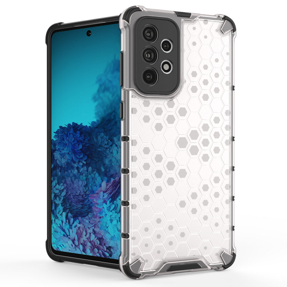 Honeycomb case pansret cover med en gel ramme til Samsung Galaxy A73 sort