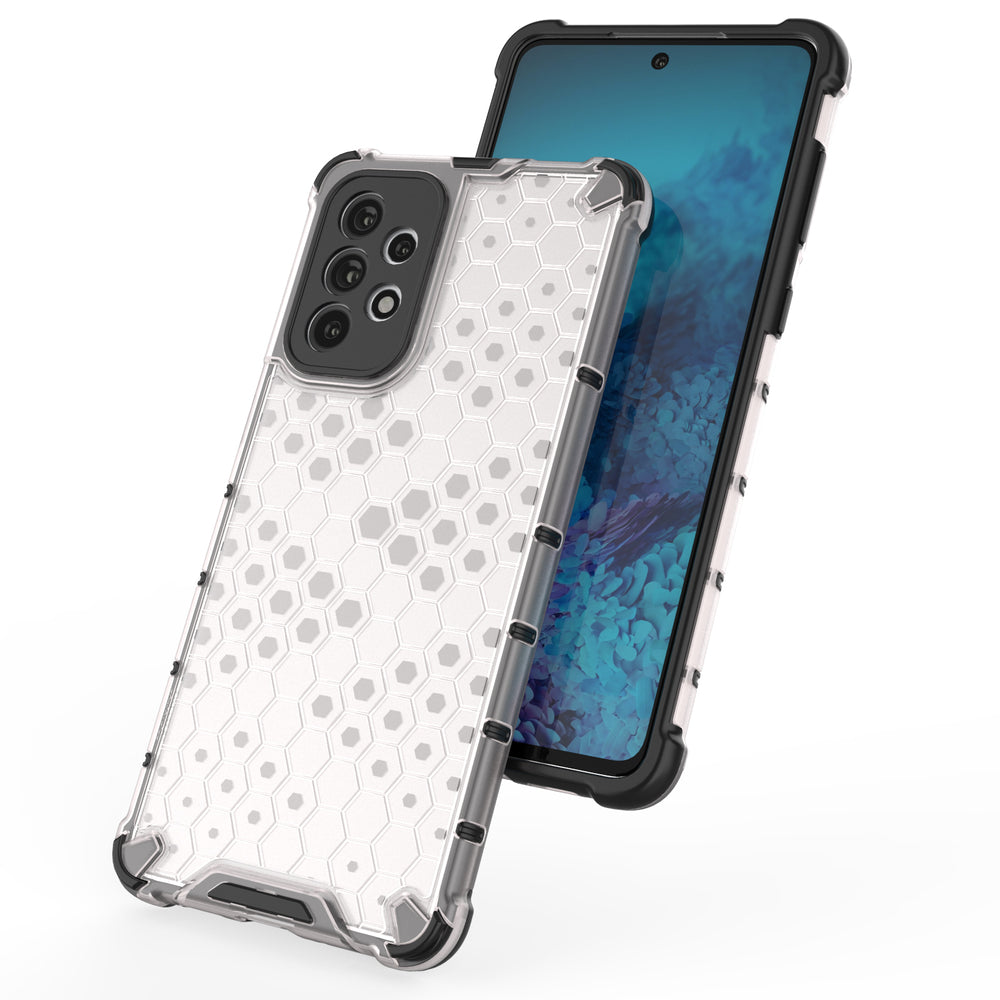 Honeycomb case pansret cover med en gel ramme til Samsung Galaxy A73 blå