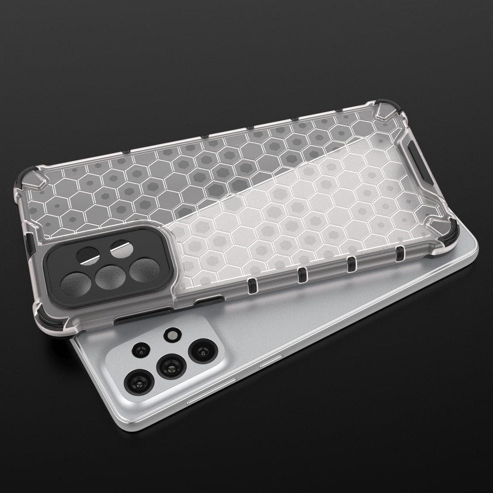 Honeycomb case pansret cover med en gel ramme til Samsung Galaxy A73 gennemsigtig